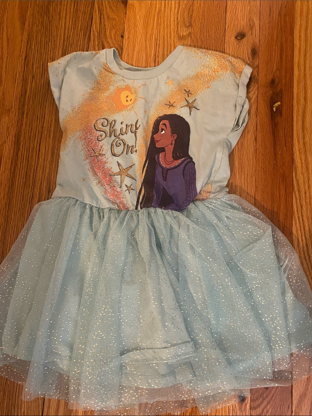 Disney Light Blue Tulle Costume Dress with Glitter Stars 4T